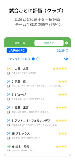 マイイレ - サッカーの選手評価・記録アプリ screenshot 3