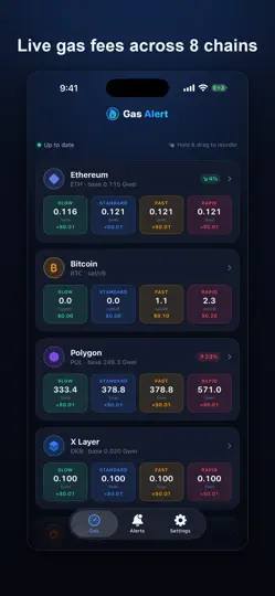 Screenshot von Gas Alert: BTC ETH Fee Tracker auf dem iPhone 1