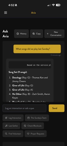 ARIA - Worship Team Assistant iPhone screenshot