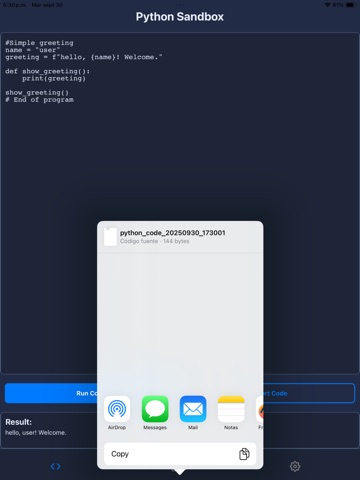 Python Sandbox iPad screenshot