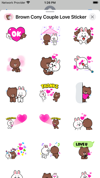 Brown Cony Couple Love Sticker Screenshot
