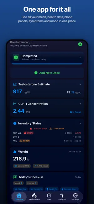 Peptide & TRT Tracker: OptiPin screenshot 1