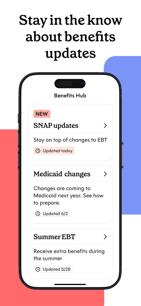 Propel: EBT, SNAP, WIC, & more - The app provides a dedicated Benefits Hub where users receive critical SNAP updates and information regarding Medicaid changes, ensuring they are always in the loop.