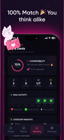 Vibly: Couples Quiz & Tracker iPhone screenshot