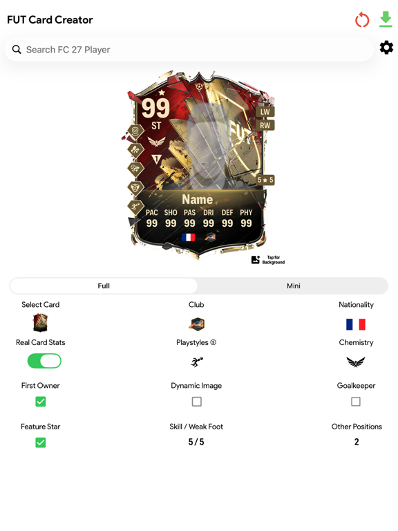FUT 27 Card Creator iPad screenshot 2