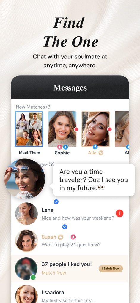 Luxy - Selective Dating App - The app facilitates direct communication through a clear 'Messages' interface, displaying new matches and an active chat window for engaging conversations.
