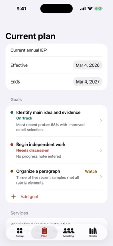 Planthread: IEP Organizer screenshot