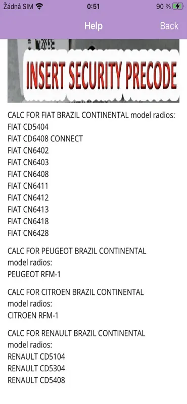 RADIO CODE for FIAT PSA BRAZIL screenshot 3 of 4