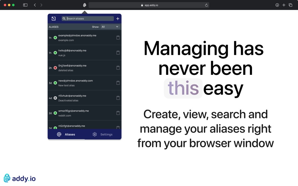 #2. addy.io extension (macOS) 由: addy.io