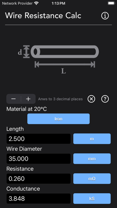 Wire Resistance Calc Screenshot