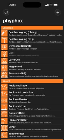 phyphox iPhone screenshot 1