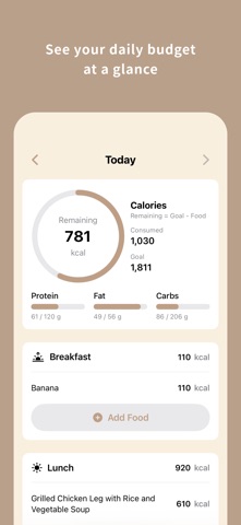 BudgetCal — AI Calorie Log iPhone screenshot