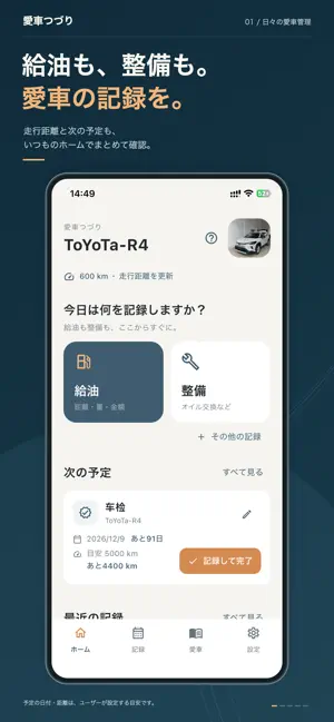 愛車つづり｜車検・給油・整備記録 screenshot 1