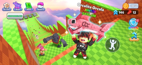 Brainzot Jump To Steal - Users can acquire highly sought-after "Limited" Brainzots like the prominent pink shark, Orcalita Orcala, and encounter various other creatures such as the gorilla-like Brainzot.