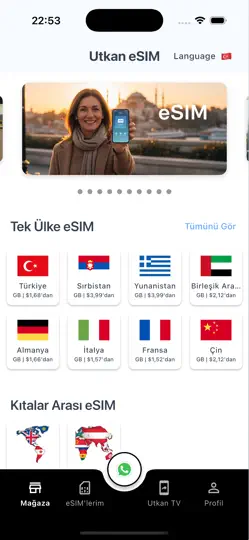 Utkan ESIM iPhone Ekran Görüntüsü 1