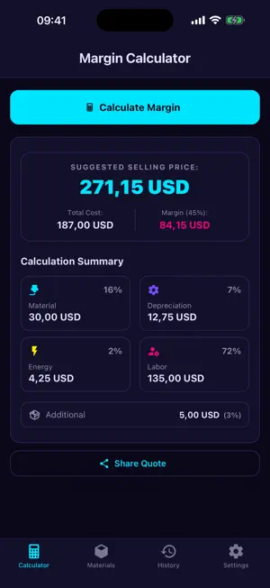 3DCost: Print Price & Margin screenshot 3
