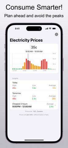 Electricity Prices - Widget Screenshot 1 of 5