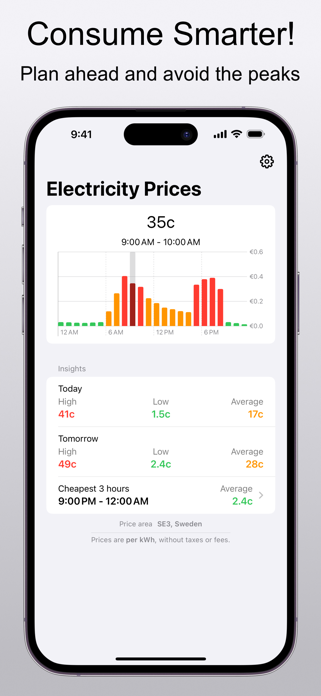 Electricity Prices - Widget Screenshot 1 of 5