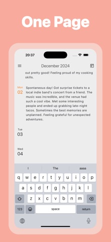 One Page: Simple Diary Screenshot 2 of 3
