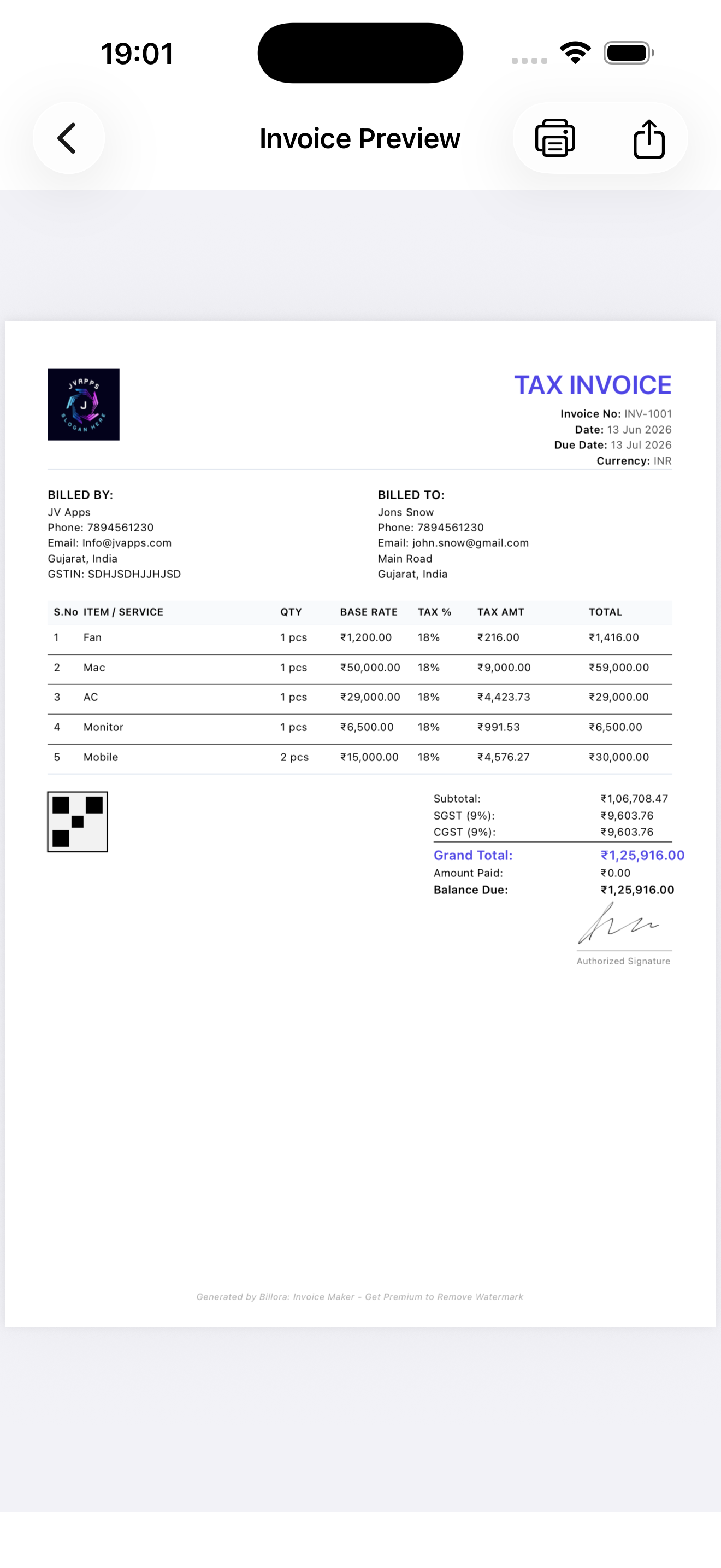 Billora Invoice Maker screenshot 6