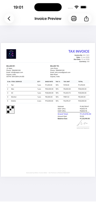 Billora Invoice Maker Screenshot 6 of 6