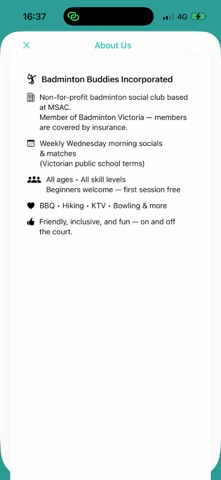 Badminton Social Screenshot 2 of 4