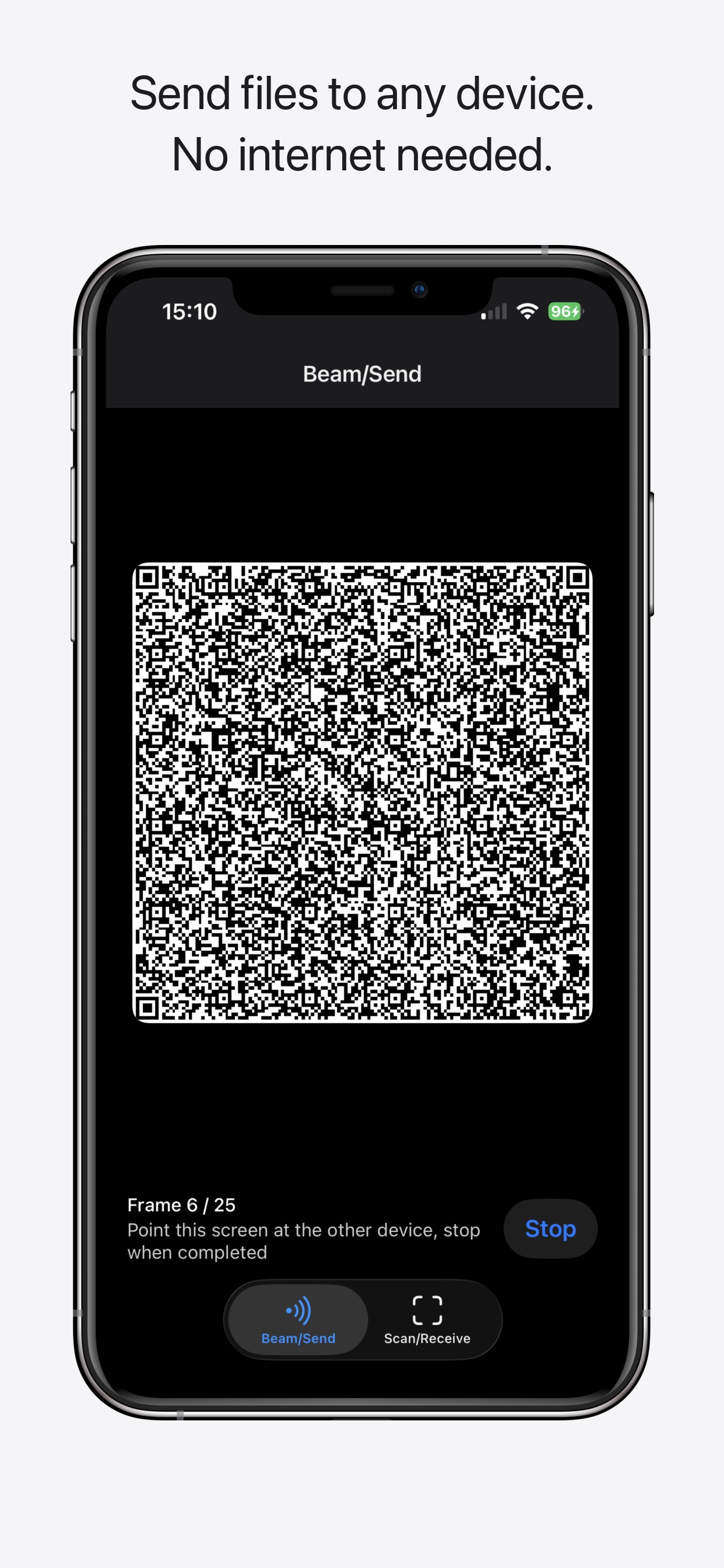 Screenshot 1 of AirQR: QR Code File Transfer