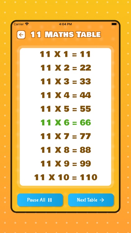 Maths Multiplication Table