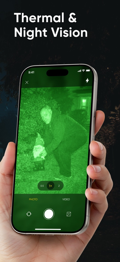 Thermal & Night Vision Camera - Experience enhanced clarity in low-light environments, as this tool provides an authentic-looking night vision effect and versatile zoom options for detailed captures.