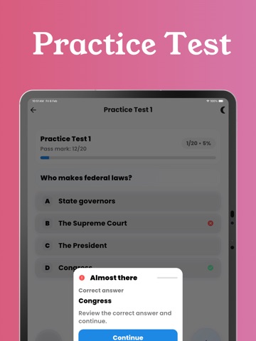 US Citizenship Test 2026. Prep iPad screenshot