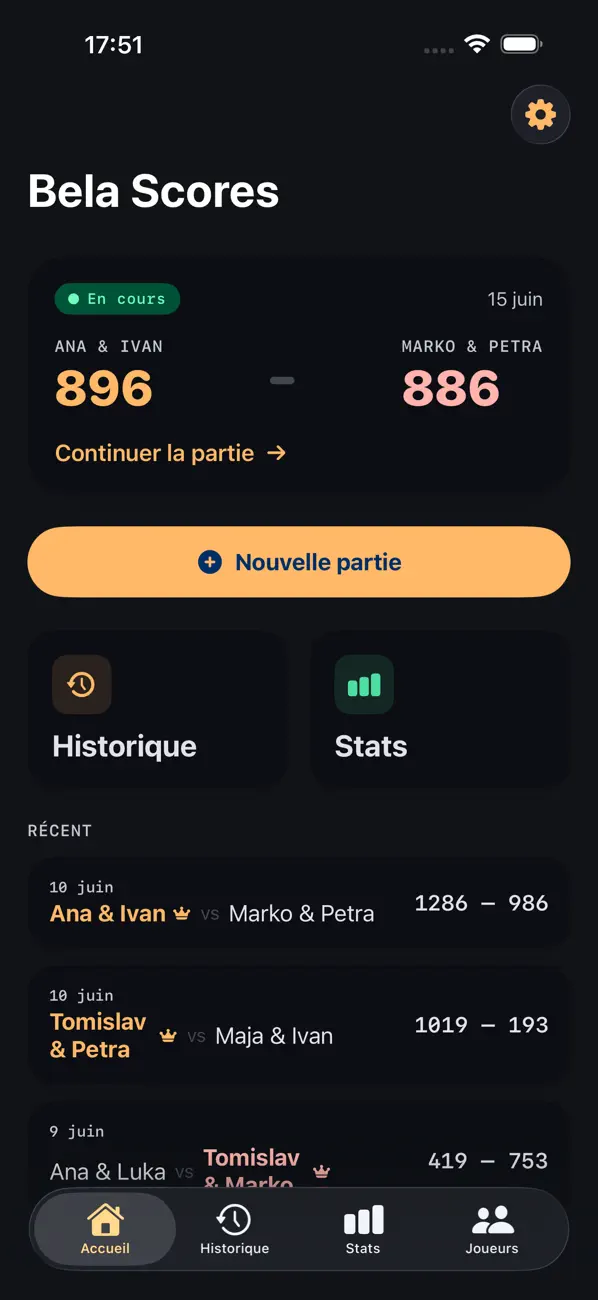 Screenshot #1 pour Bela Scores : belote