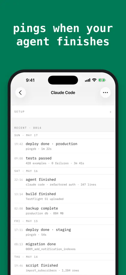 Captura 4 de 5 de pingrb: webhook push alerts