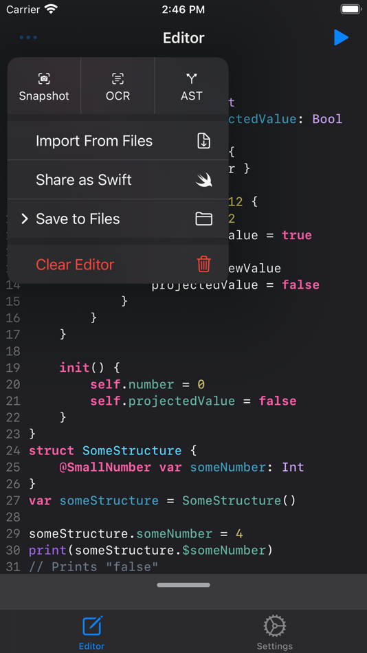 #3. Swifty Compiler: Swift IDE (iOS) Podle: Hassan Taleb