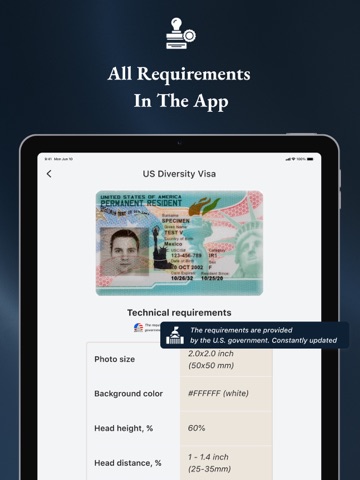 DV Lottery 2027 – Photo Editor iPad screenshot
