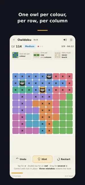 Owldoku: Logic Puzzles screenshot 1