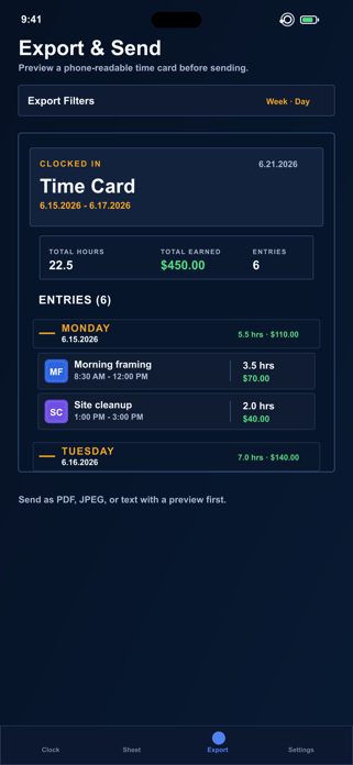 Clocked-In Timecard Screenshot 3 of 5