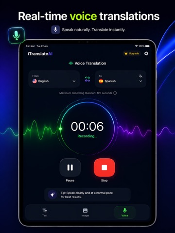 Voice Translate & Recorder iPad screenshot