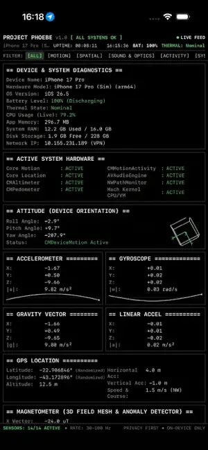Phoebe: Telemetry & Sensors screenshot 2