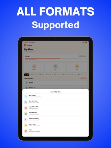 Unzip It Zip 7Z File Extractor iPad screenshot