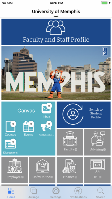 The University of Memphis Screenshot