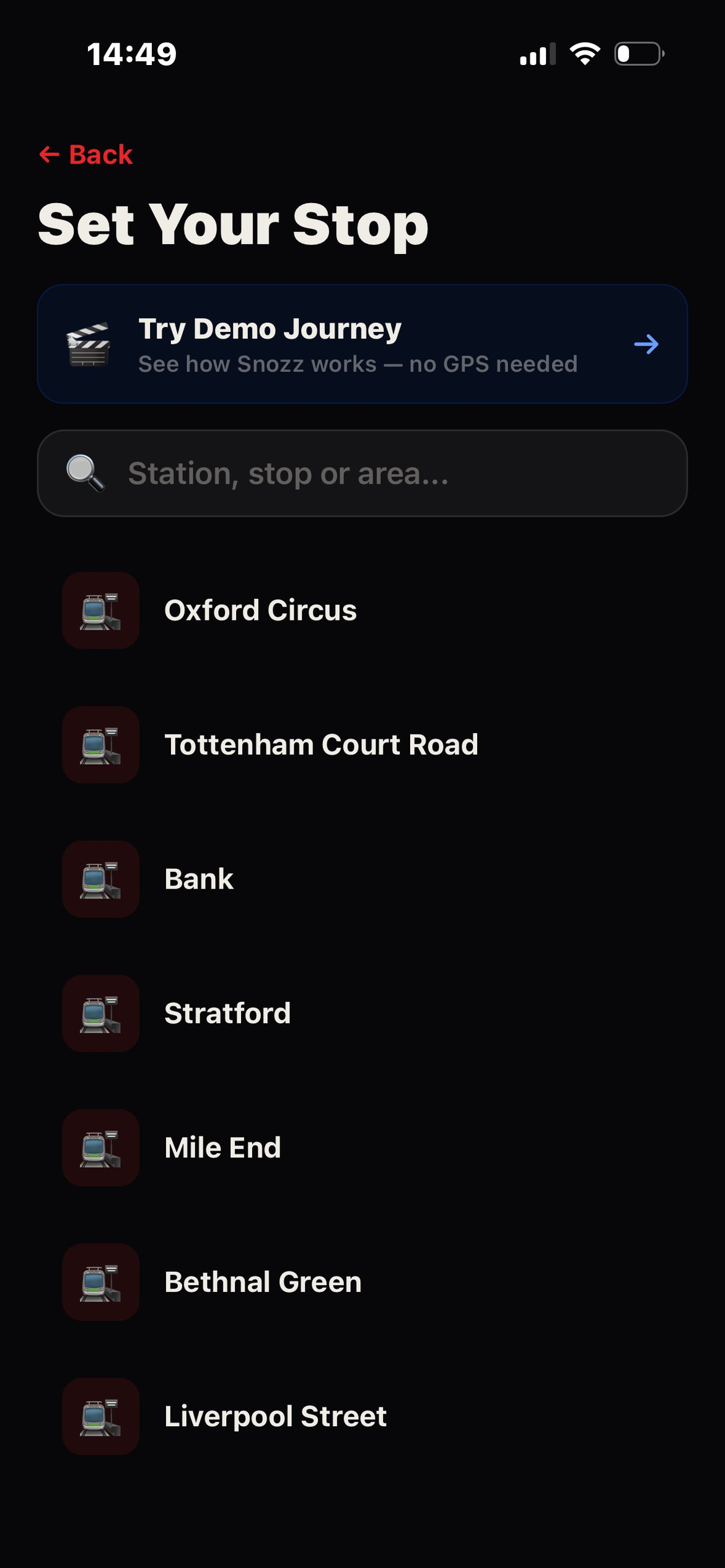 Snozz - Stop Alarm for London screenshot 2