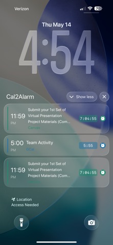 Cal2Alarm: Alarm from Calendar iPhone screenshot