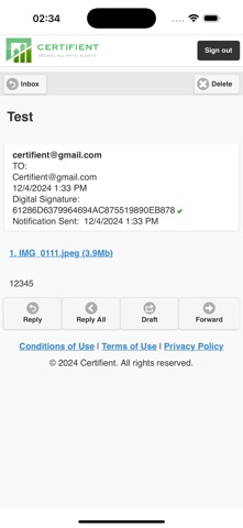 Certifient Secure Email screenshot