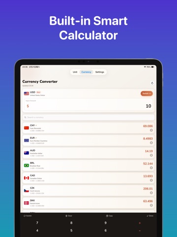 Unit Converter Currency Rate iPad screenshot