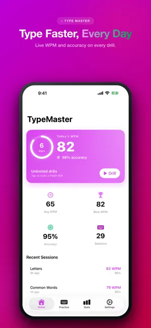 TypeMaster - Typing Practice screenshot 1