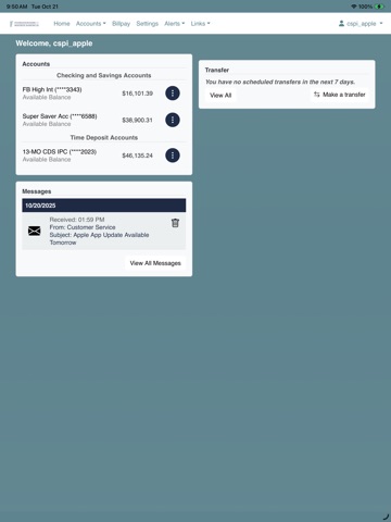 Foundation Bank Mobile iPad screenshot