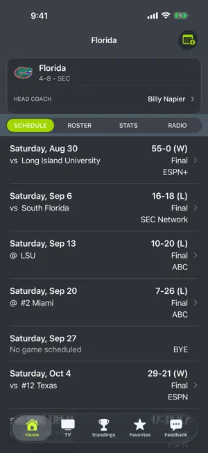 Florida Football Schedules screenshot 1