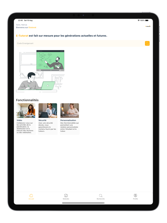 Etutorat iPad screenshot 1 - Education app