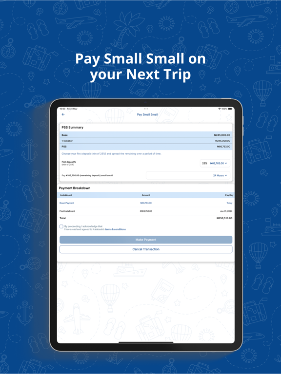 Kalabash: Flights & Payments iPad screenshot 3 - Travel app