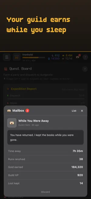 Idle Guild: Dungeon TEXT RPG screenshot 1